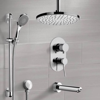 Tub and Shower Faucet Tub and Shower Faucet Set with Handheld and Ceiling Rain Shower Head Remer TSR50